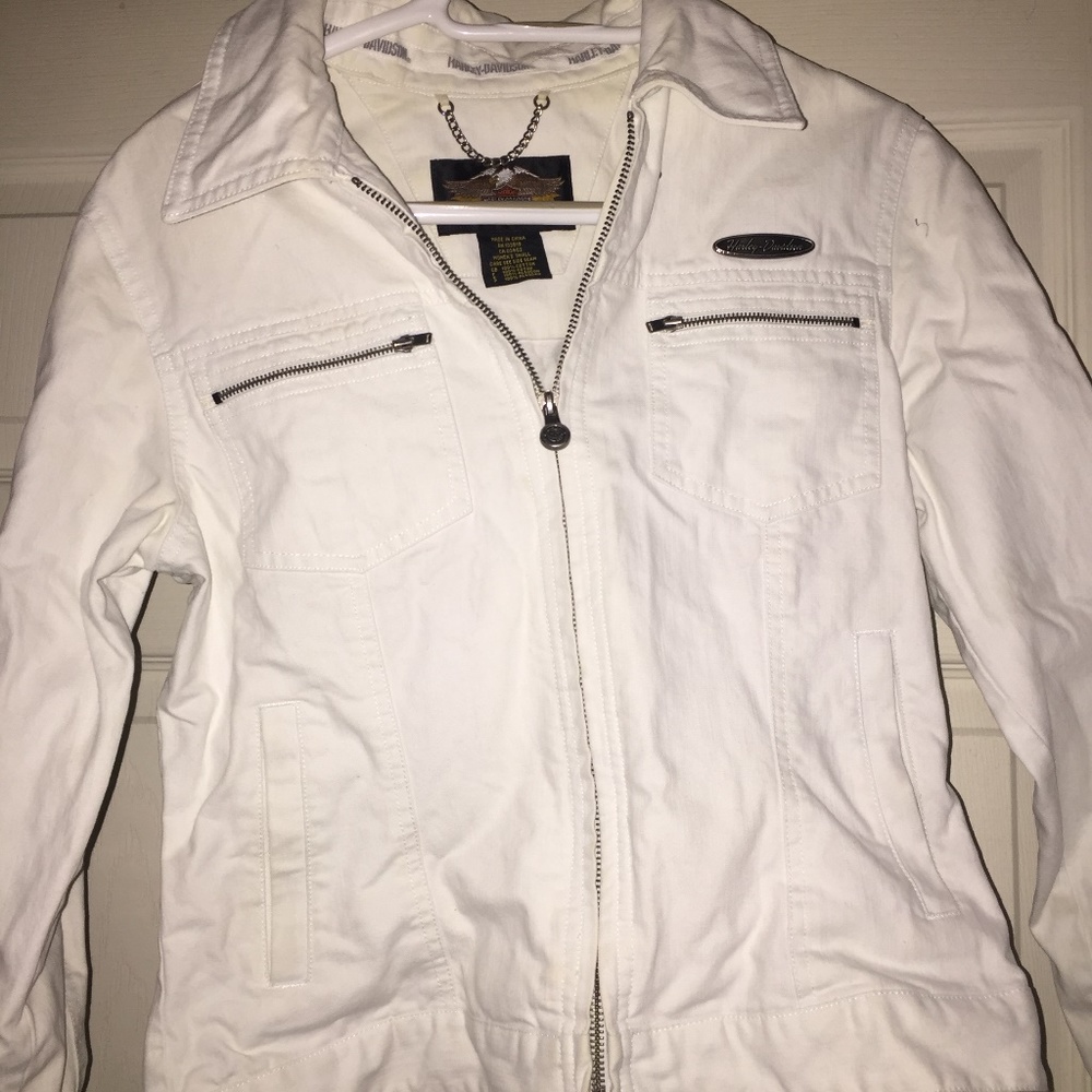 Ladies Harley Davidson White Denim Jacket